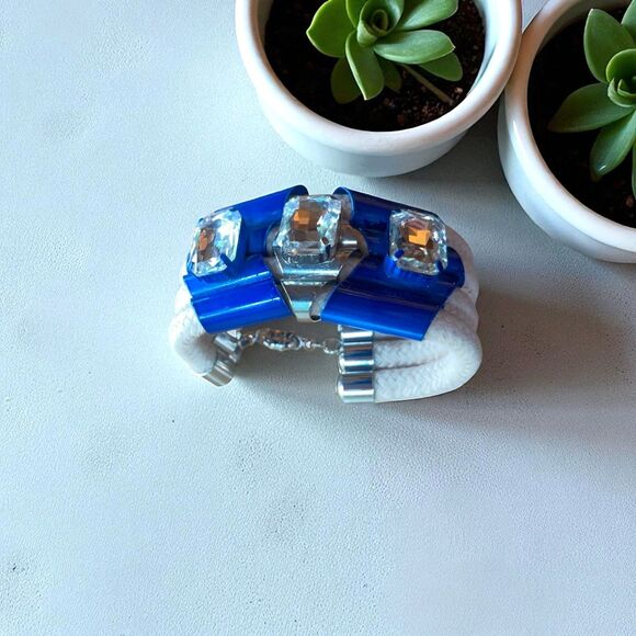 nOir Statement Blue & Crystal Rope Cuff Bracelet - Picture 5 of 8